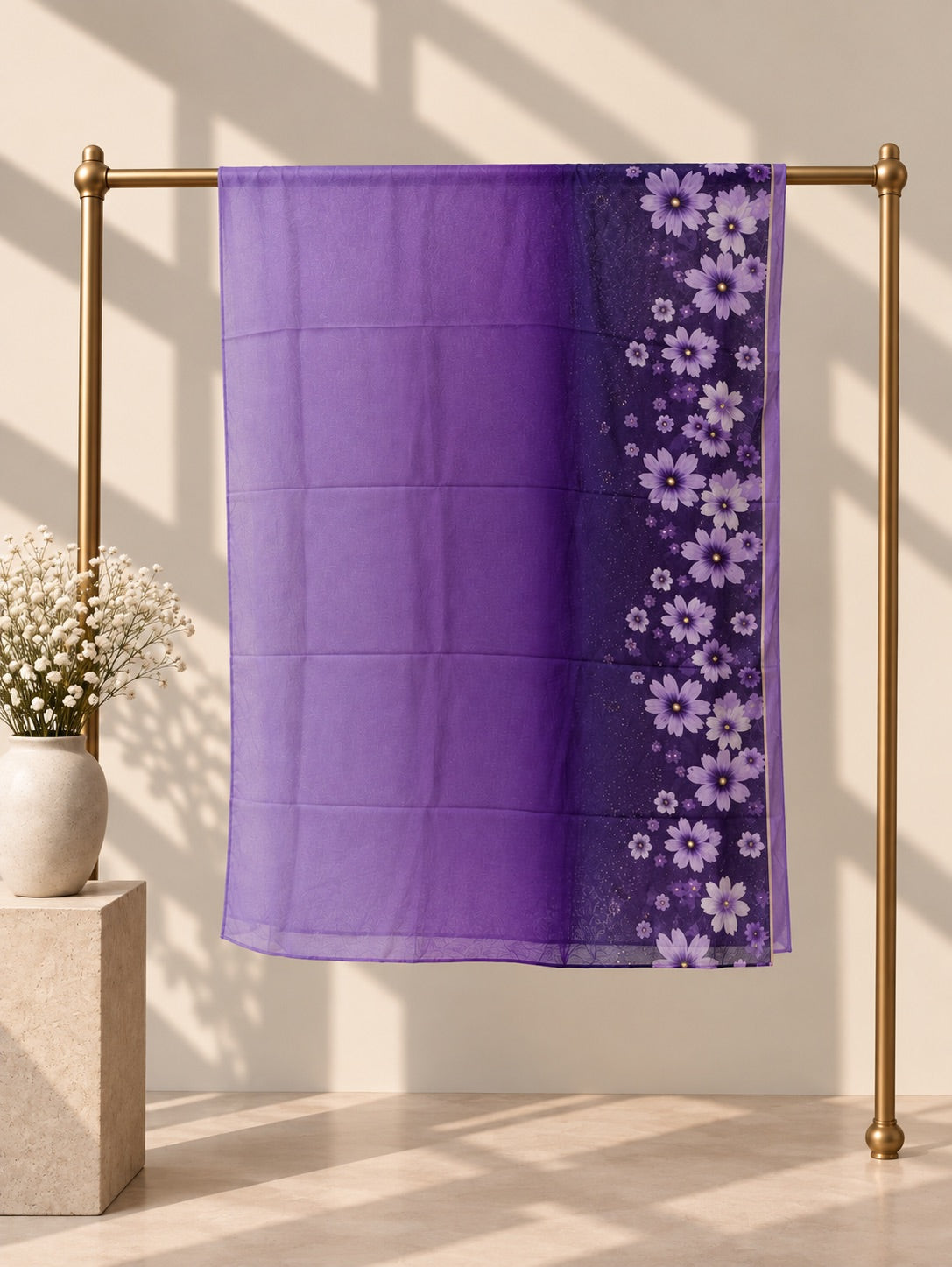 Violet Petals purple floral chiffon hijab