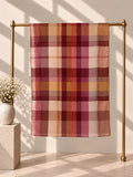 Autumn Rose multicolor plaid hijab in burgundy rose and amber