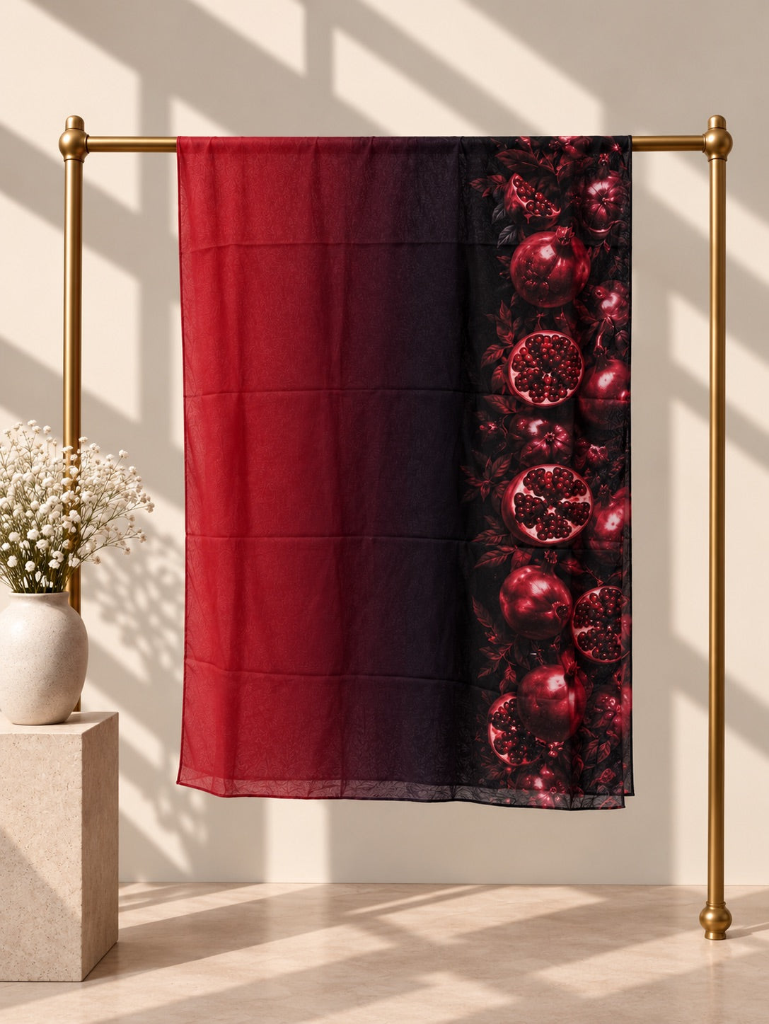Pomegranate Dusk deep red pomegranate print hijab